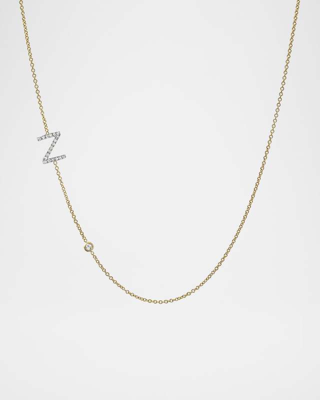 14K Yellow Gold Diamond Initial Z Necklace